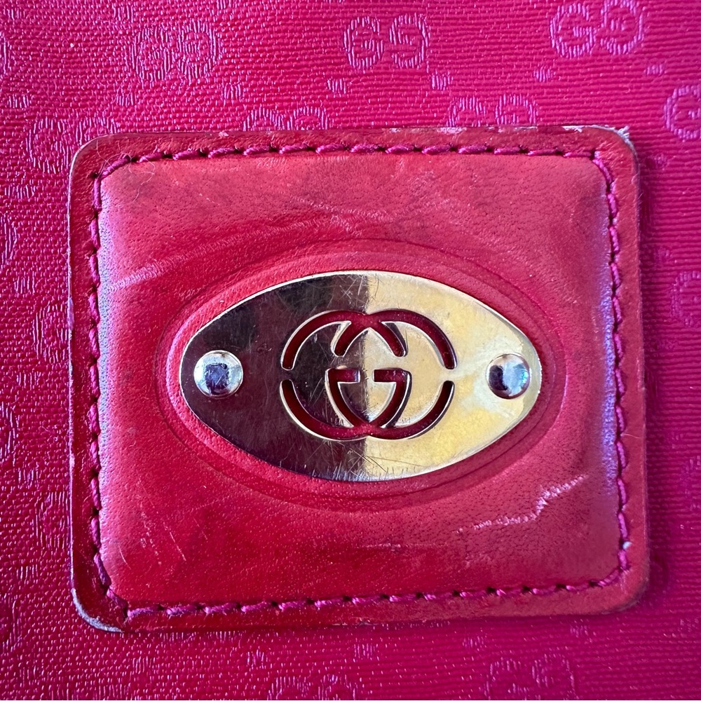 VINTAGE GUCCI Red Shoulder Bag GG Monogram See Pics For Condition - Picture 2 of 15